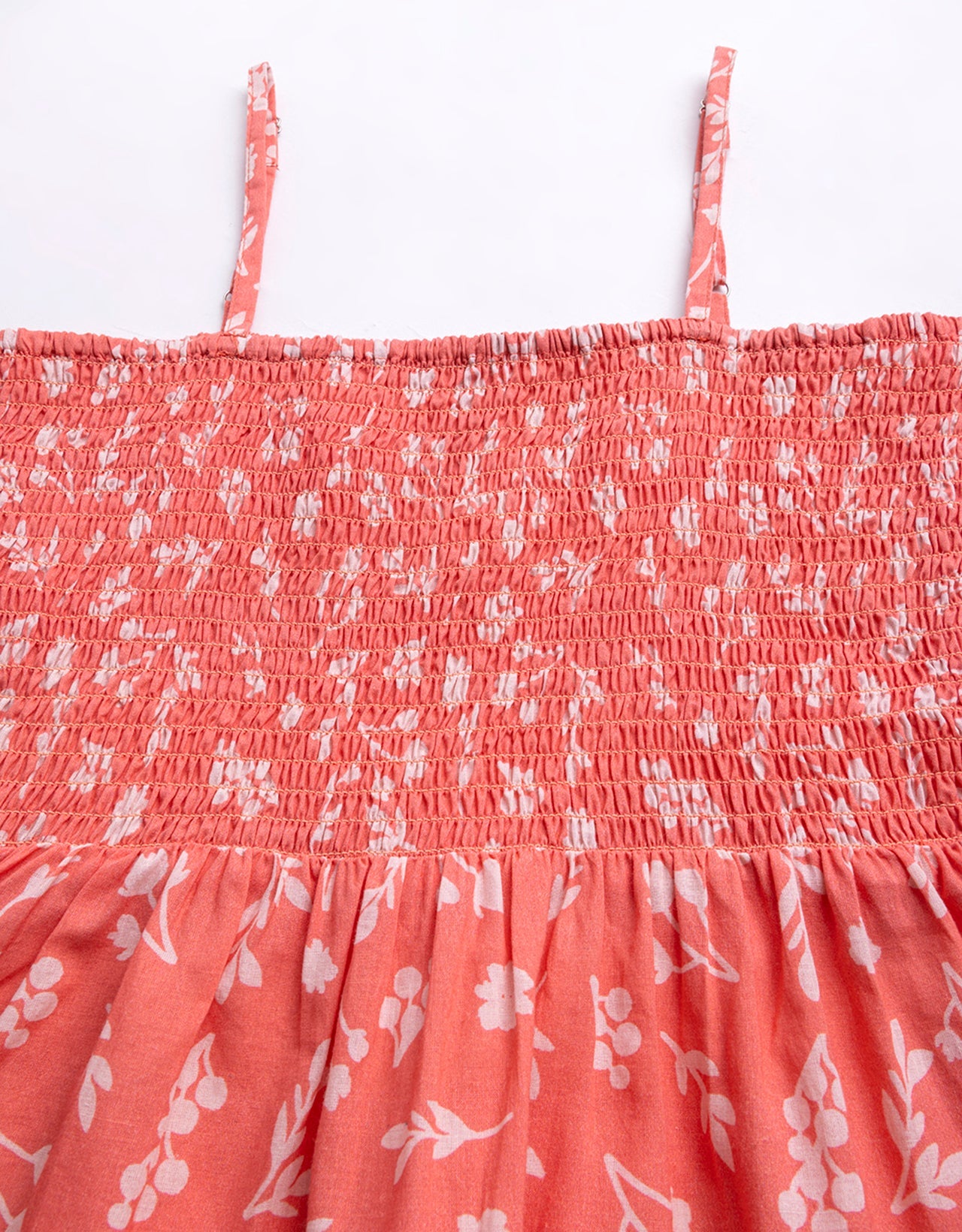 Printed Square Neck Smocked Top