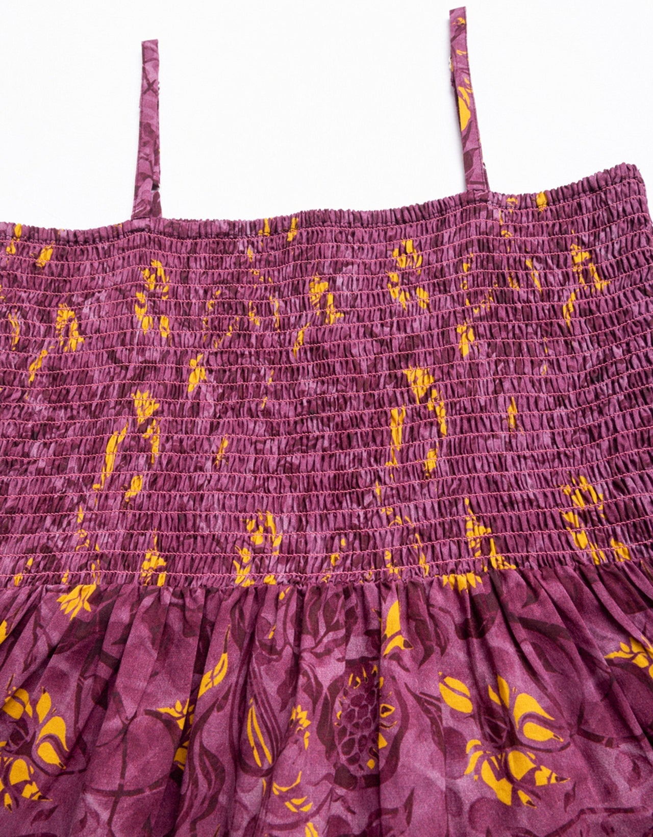 Printed Square Neck Smocked Top