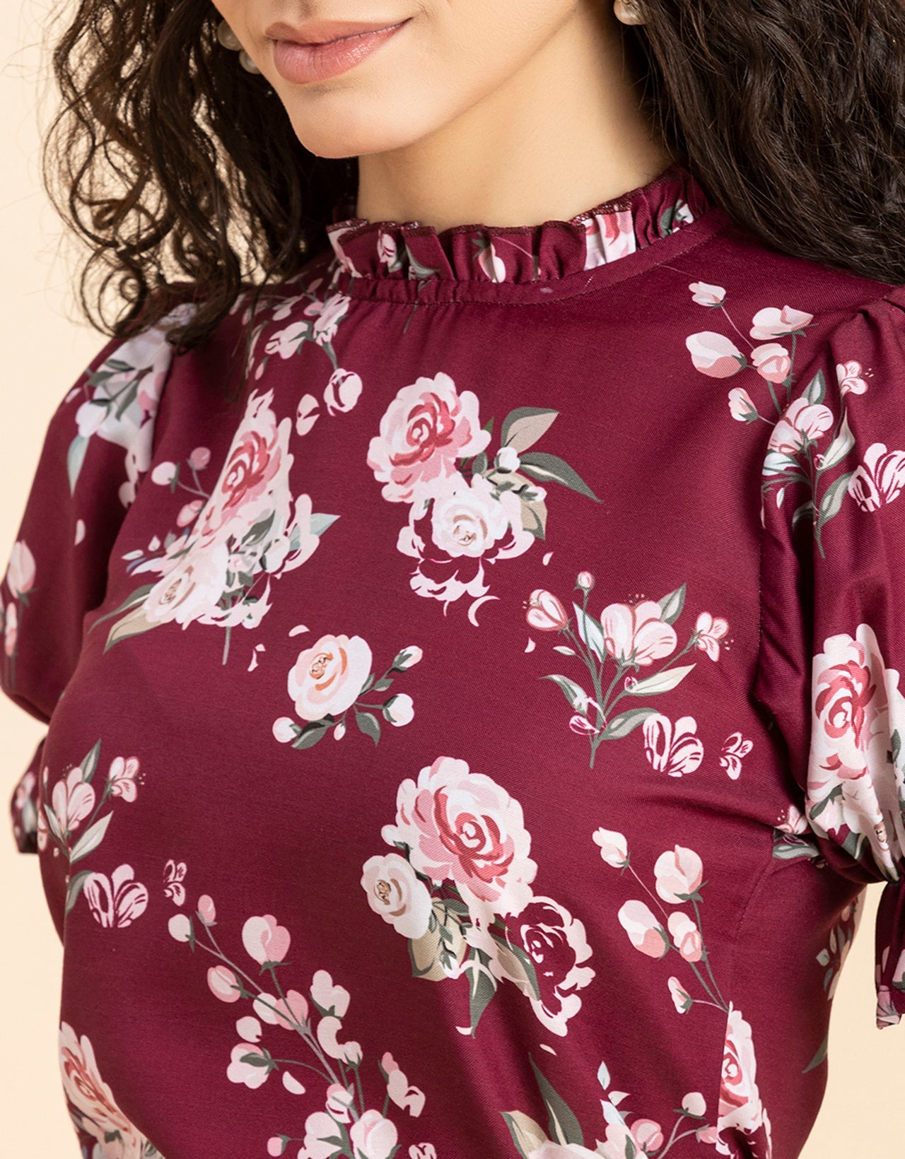 Ruffled Neck Casual Top