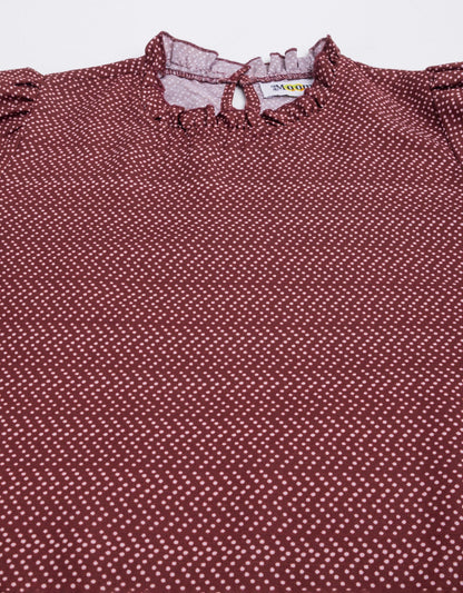 Ruffled Neck Casual Top