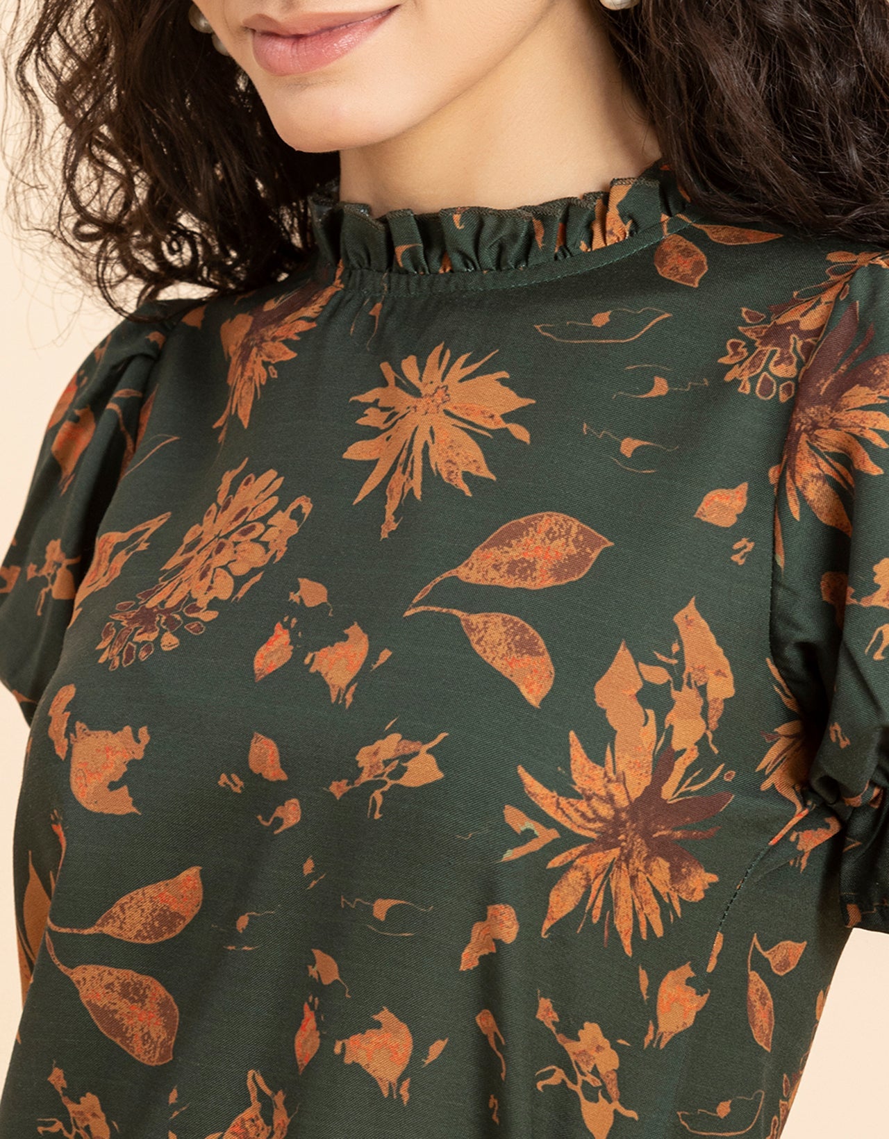Ruffled Neck Casual Top