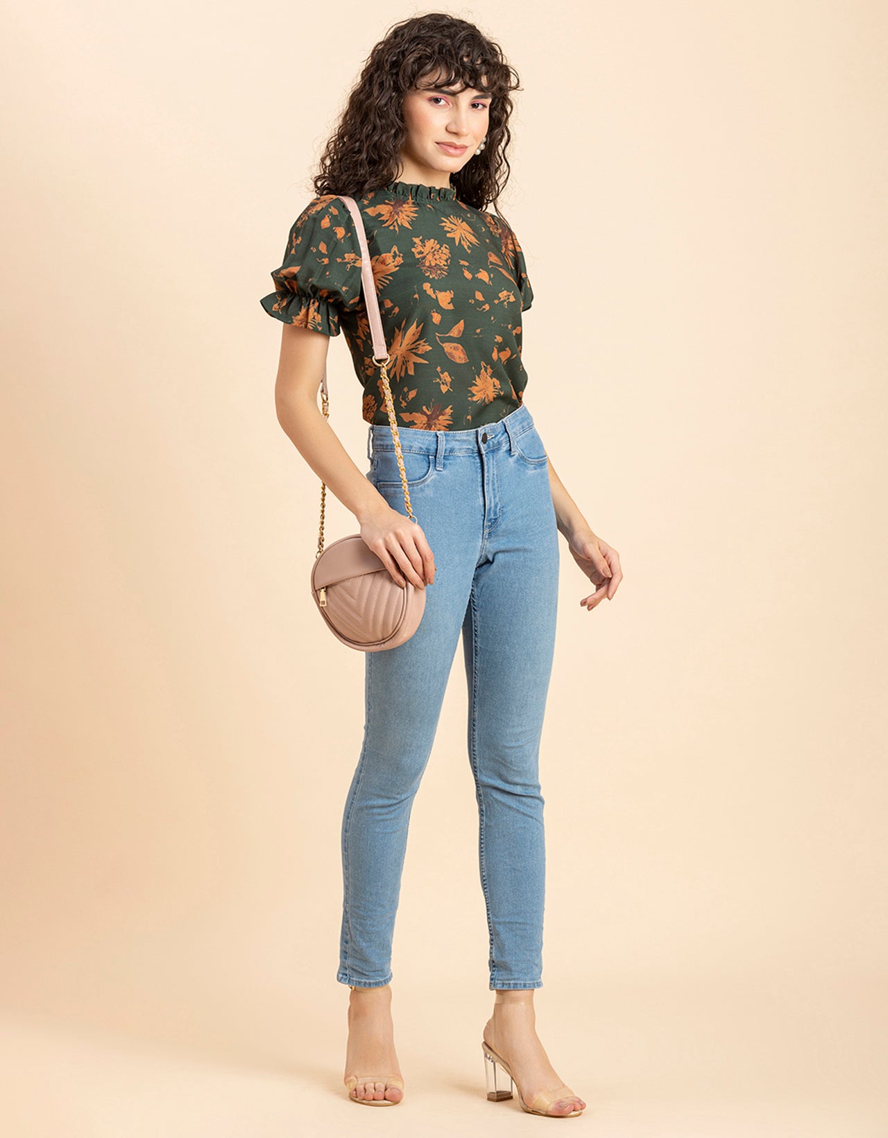 Ruffled Neck Casual Top