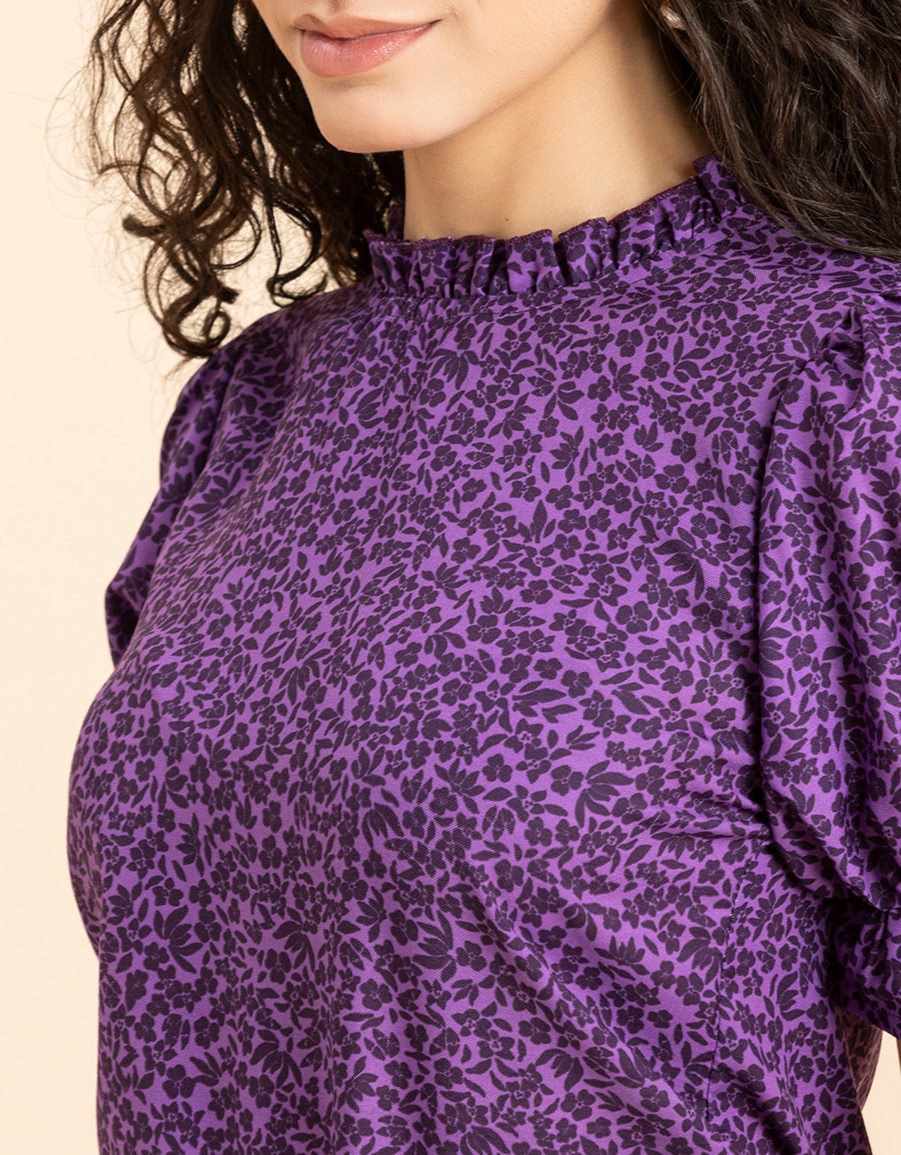 Ruffled Neck Casual Top