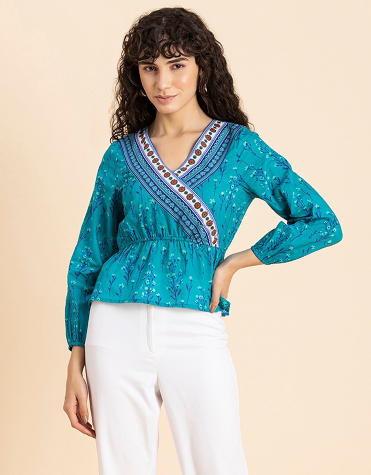 Surplice Neck Designer Top