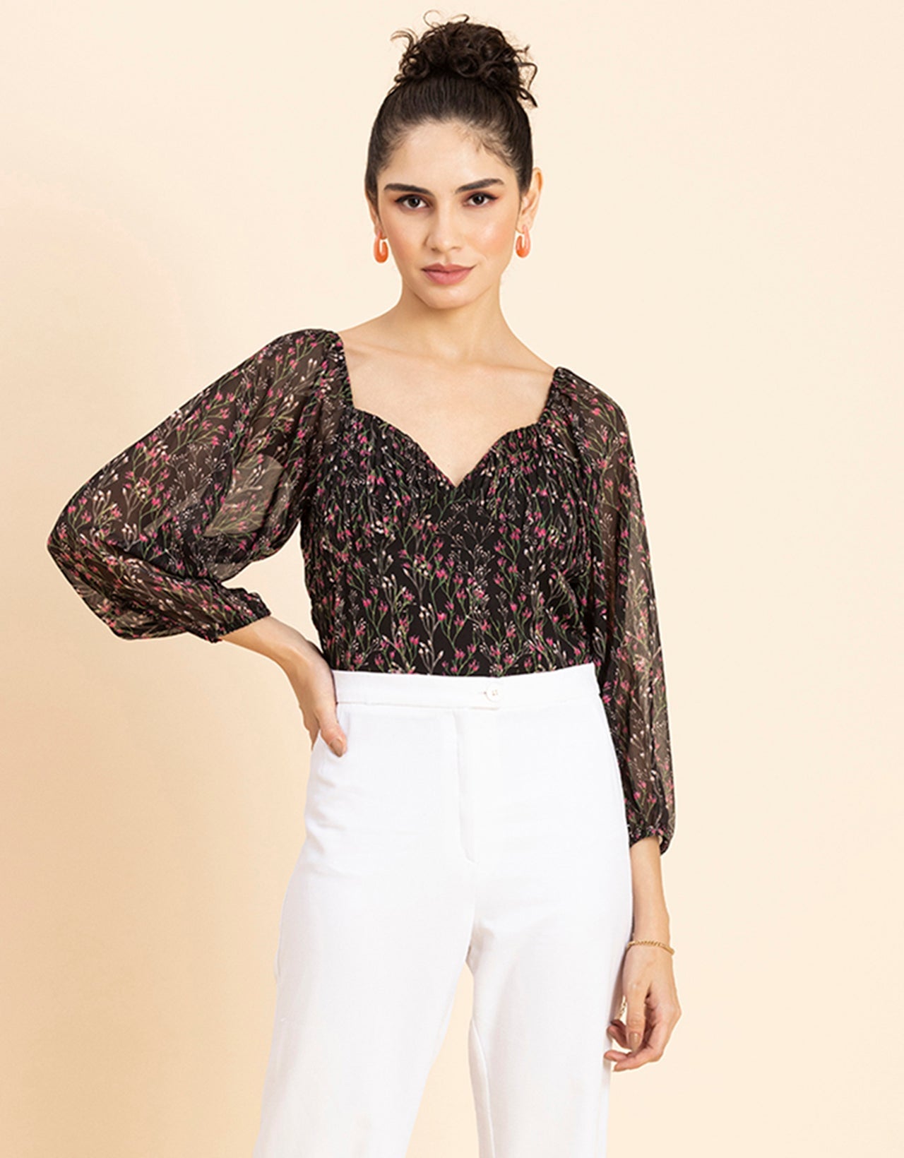 Ruched Sweetheart Crop Top