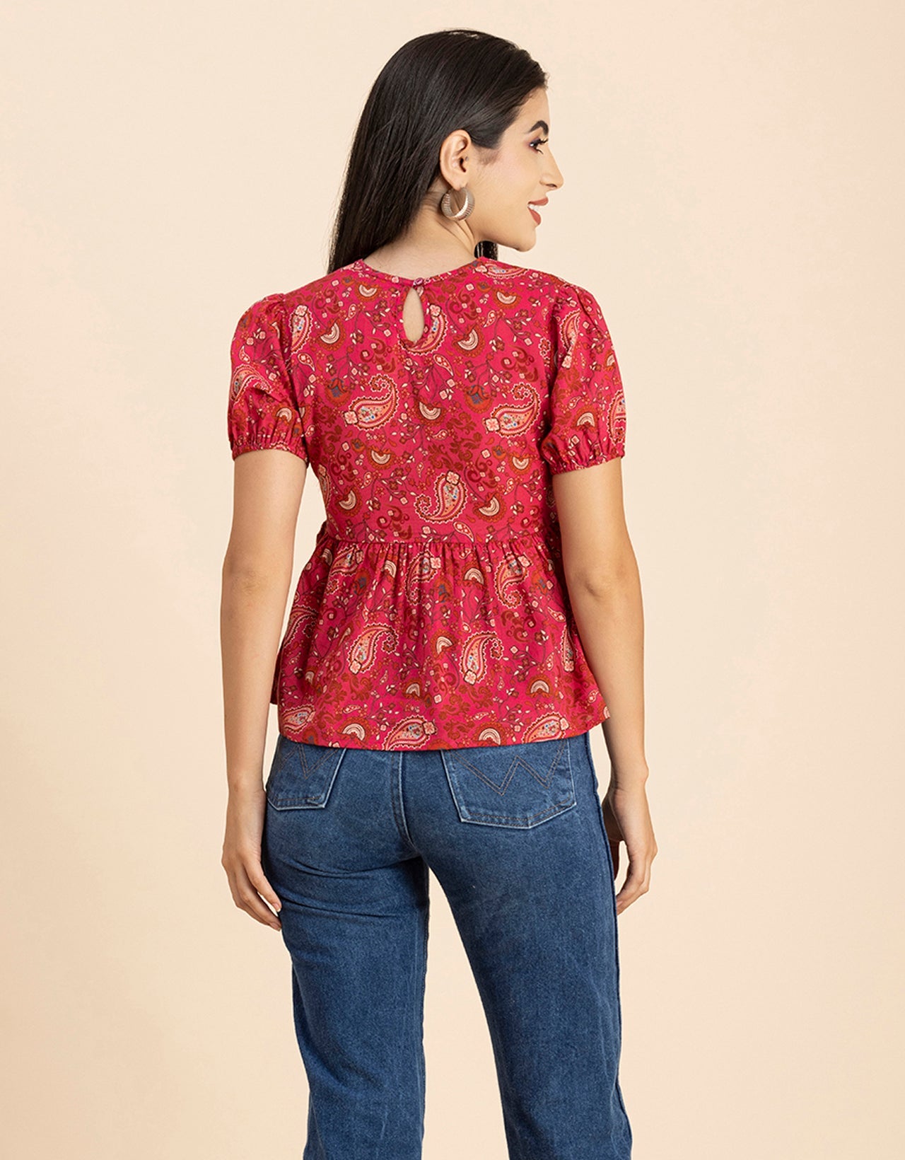 Short Puff Peplum Crop Top
