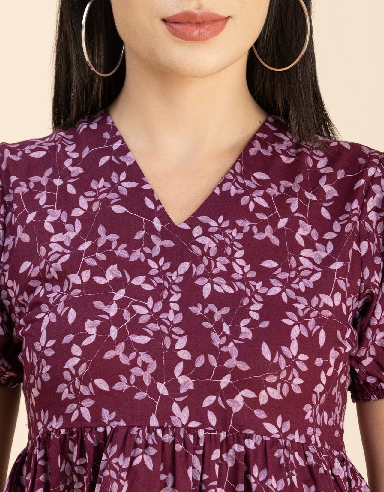 Short Puff Peplum Crop Top