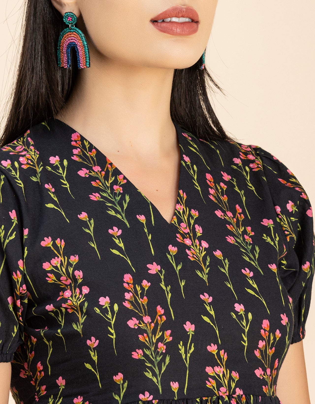 Short Puff Peplum Crop Top