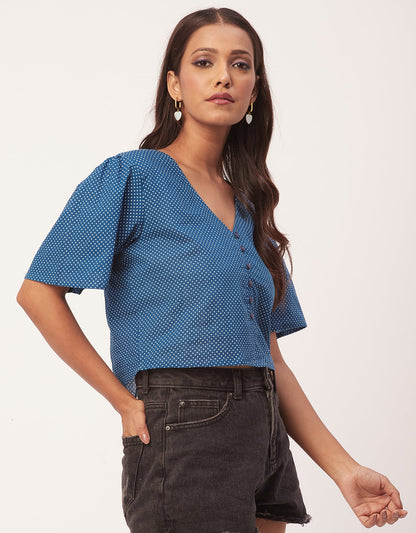 V-Neck Buttoned Summer Top