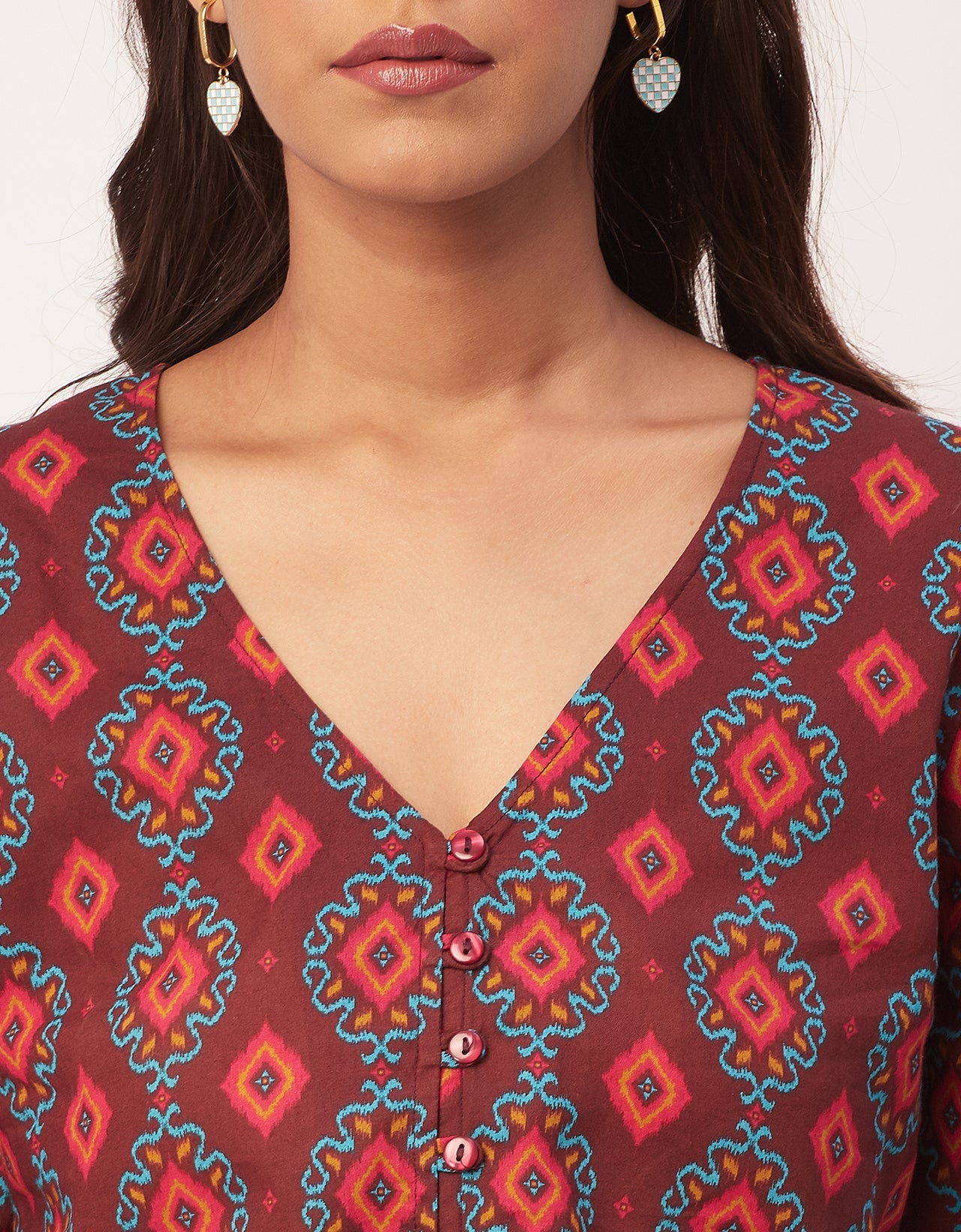 V-Neck Buttoned Summer Top