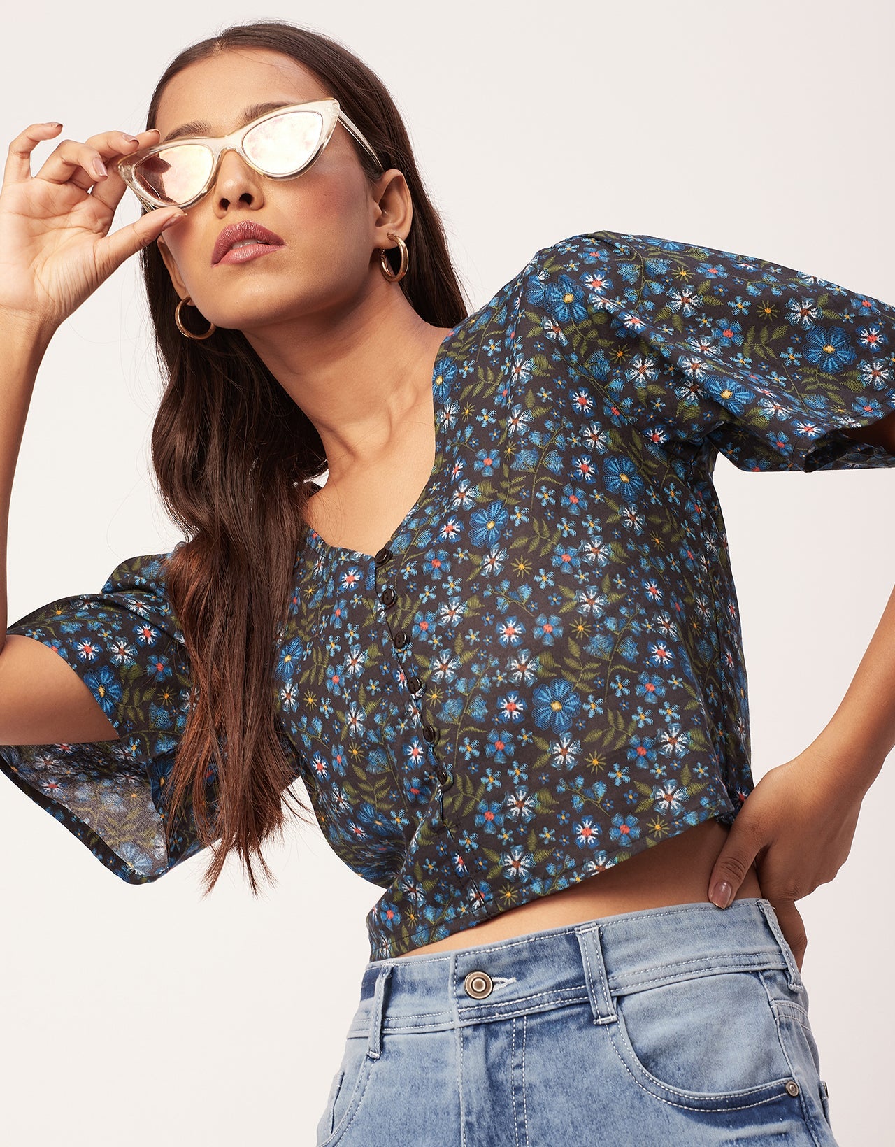 V-Neck Buttoned Summer Top