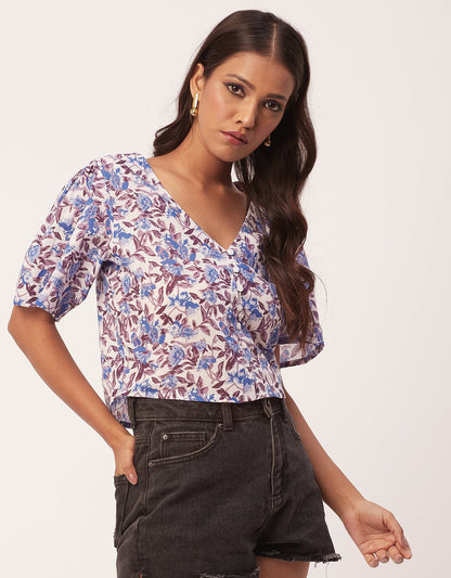 V-Neck Buttoned Summer Top