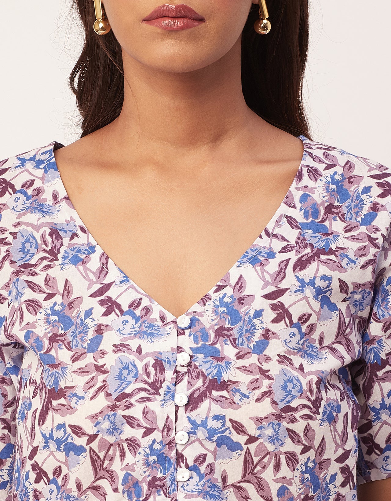 V-Neck Buttoned Summer Top