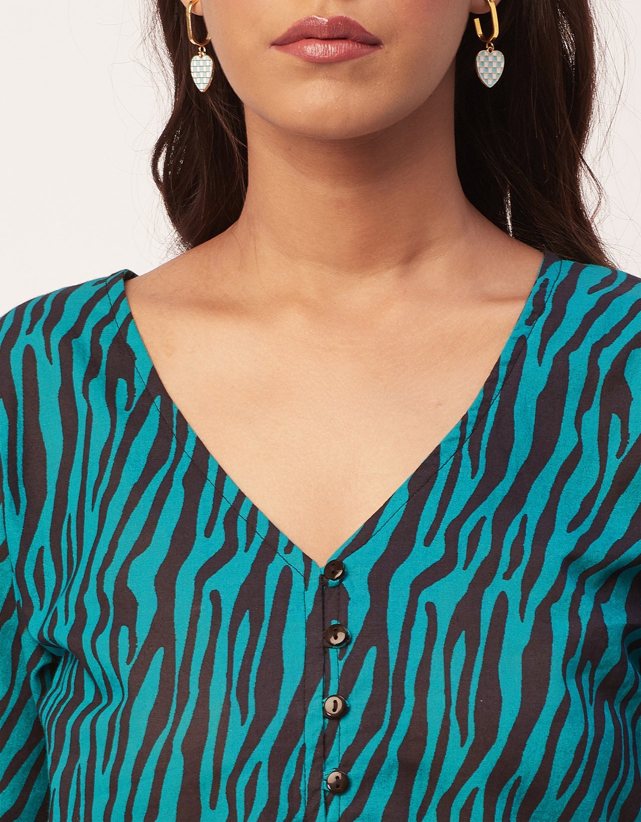 V-Neck Buttoned Summer Top