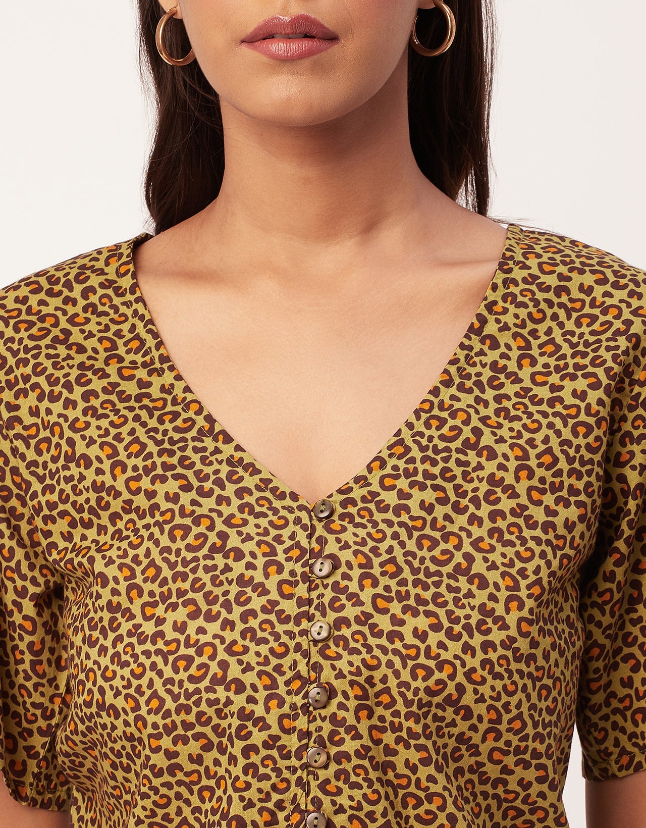 V-Neck Buttoned Summer Top