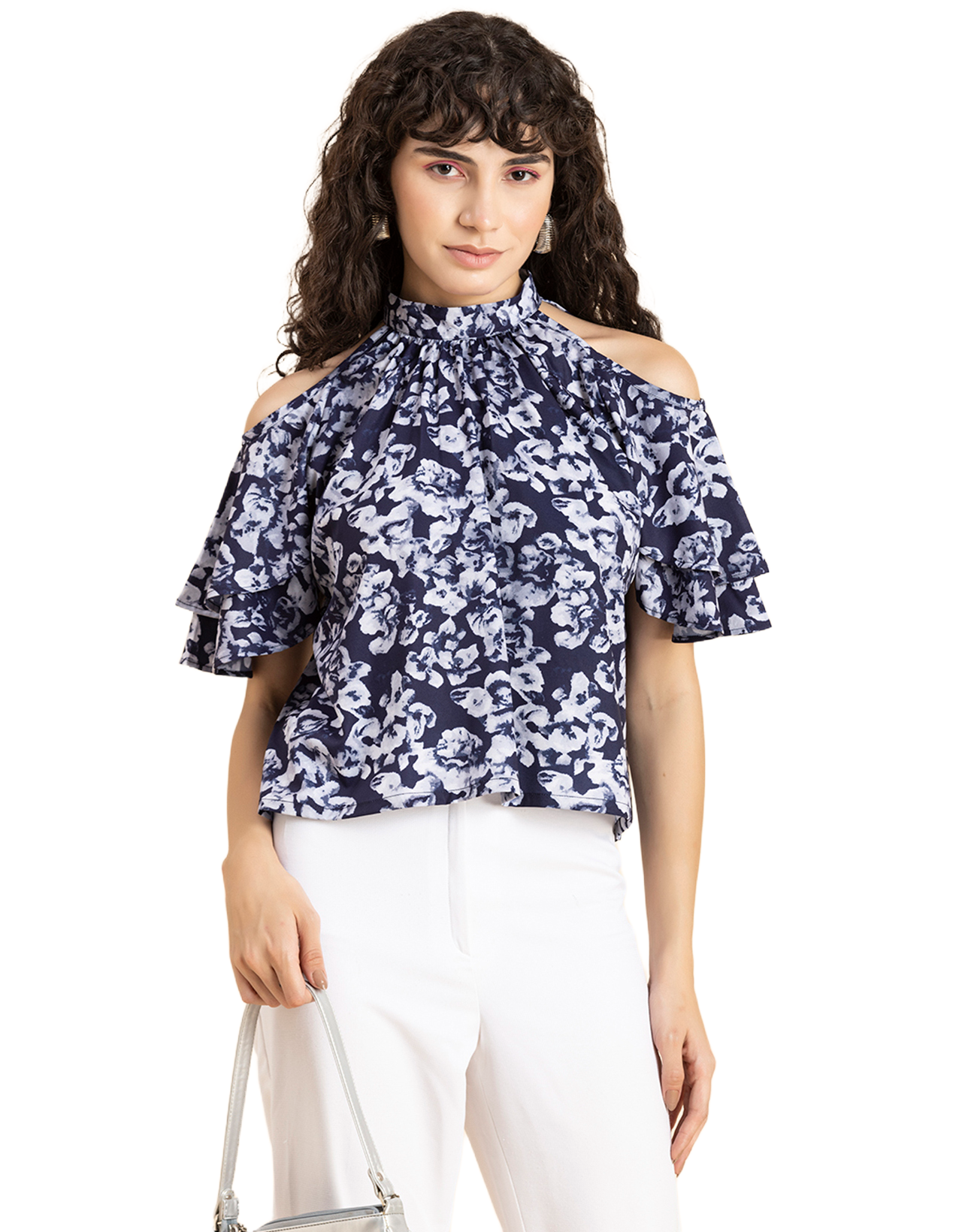 Cold Shoulder Ruffled Top