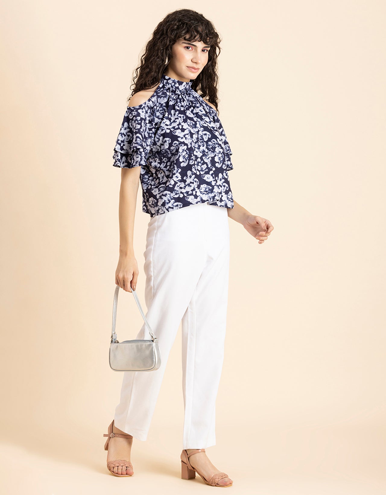 Cold Shoulder Ruffled Top