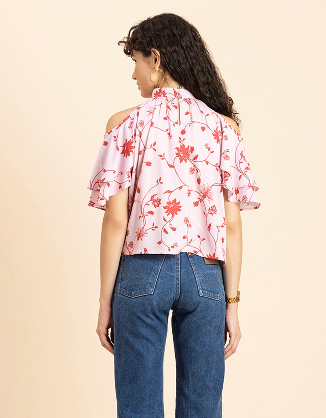 Cold Shoulder Ruffled Top