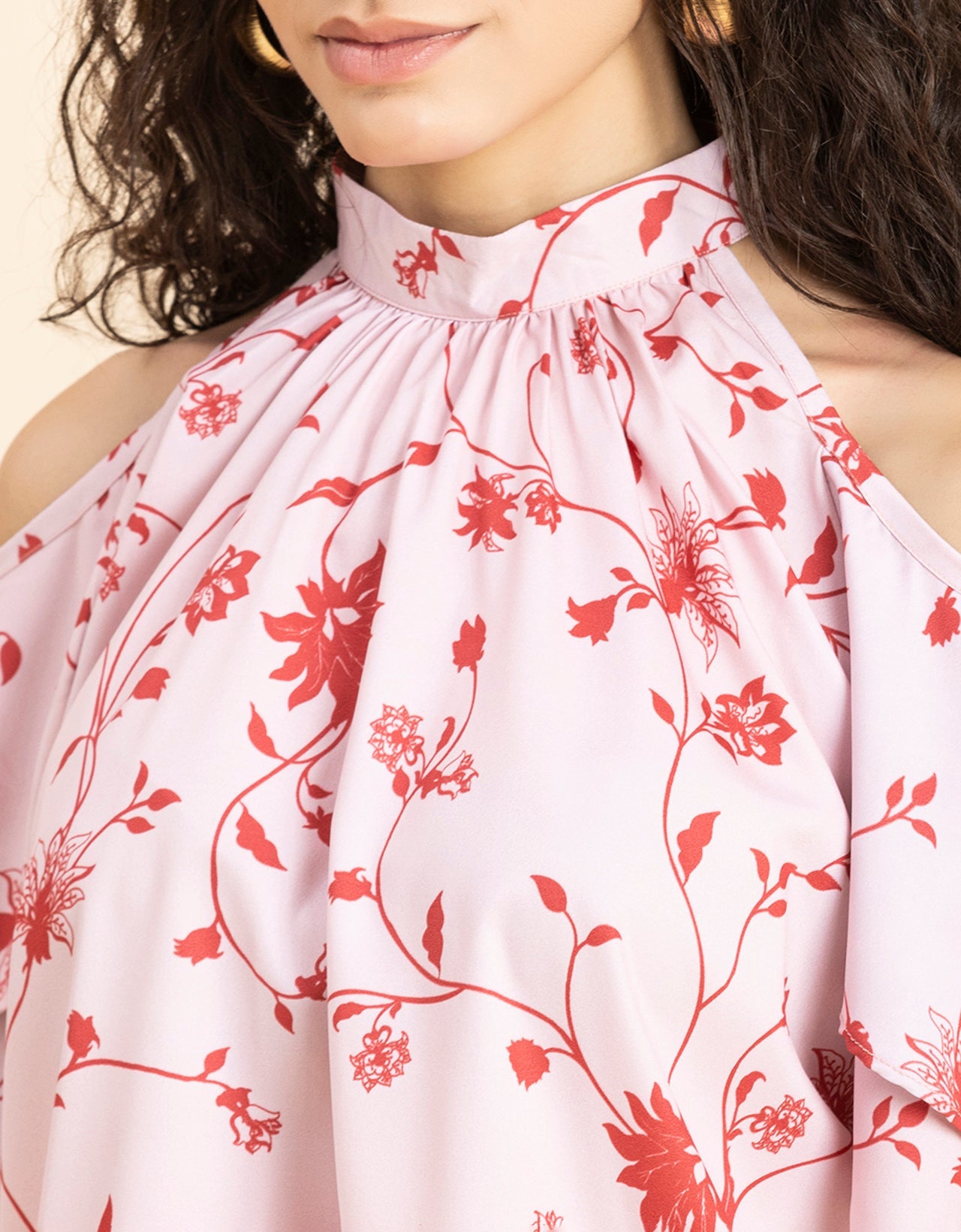 Cold Shoulder Ruffled Top