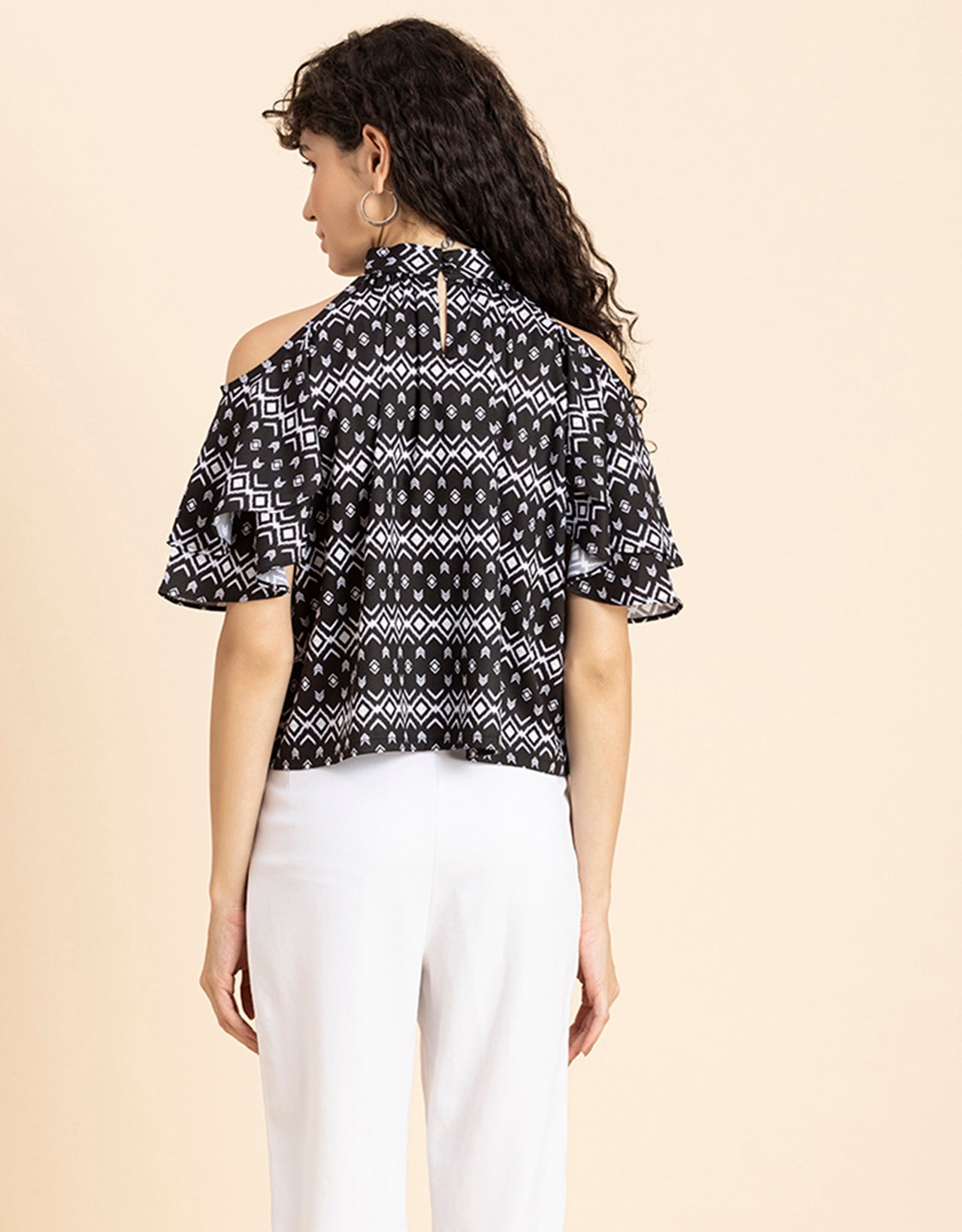 Cold Shoulder Ruffled Top