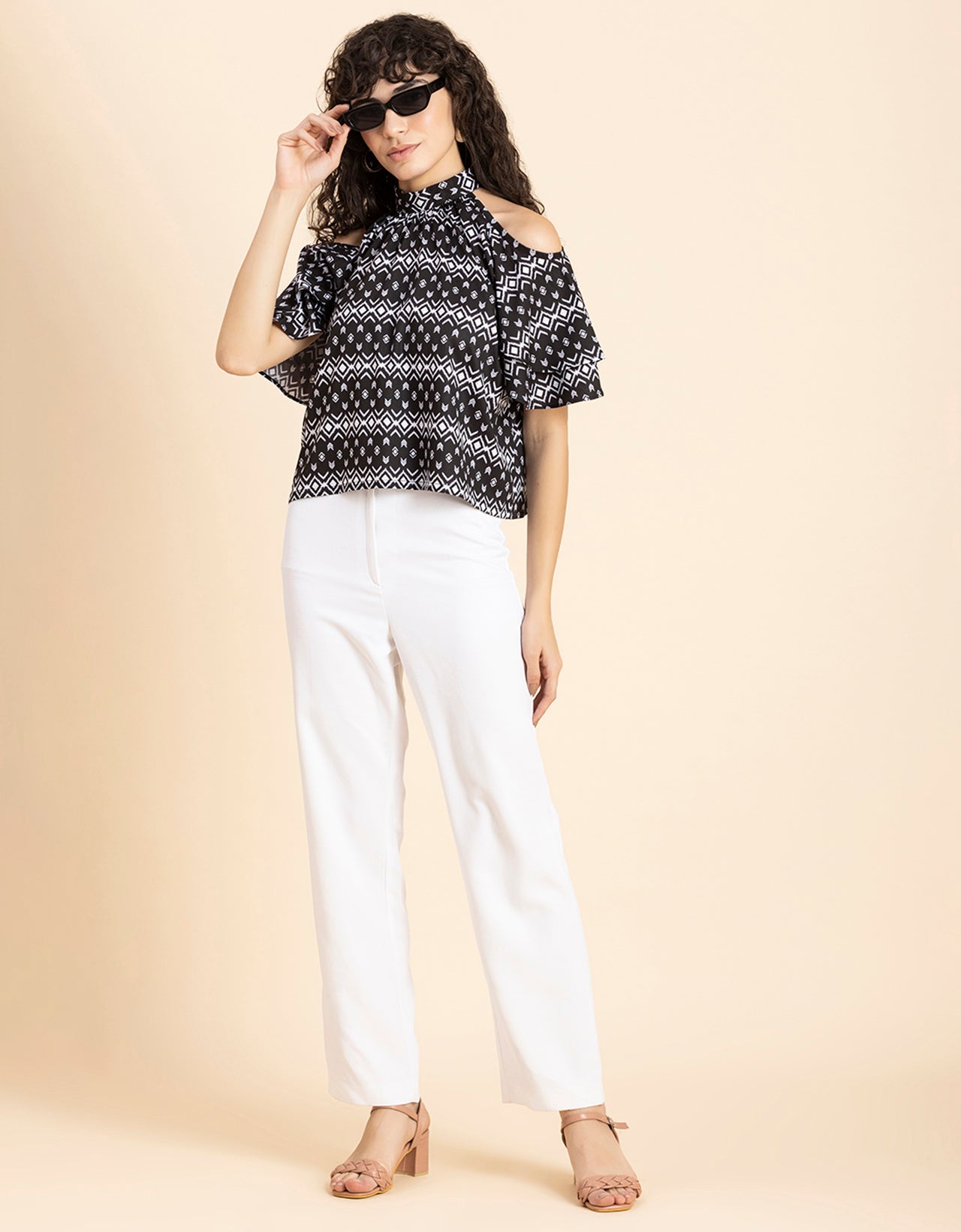 Cold Shoulder Ruffled Top