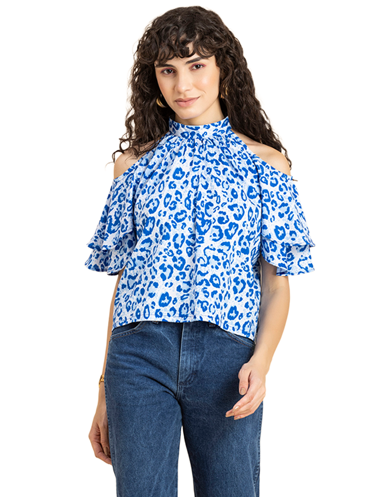 Cold Shoulder Ruffled Top