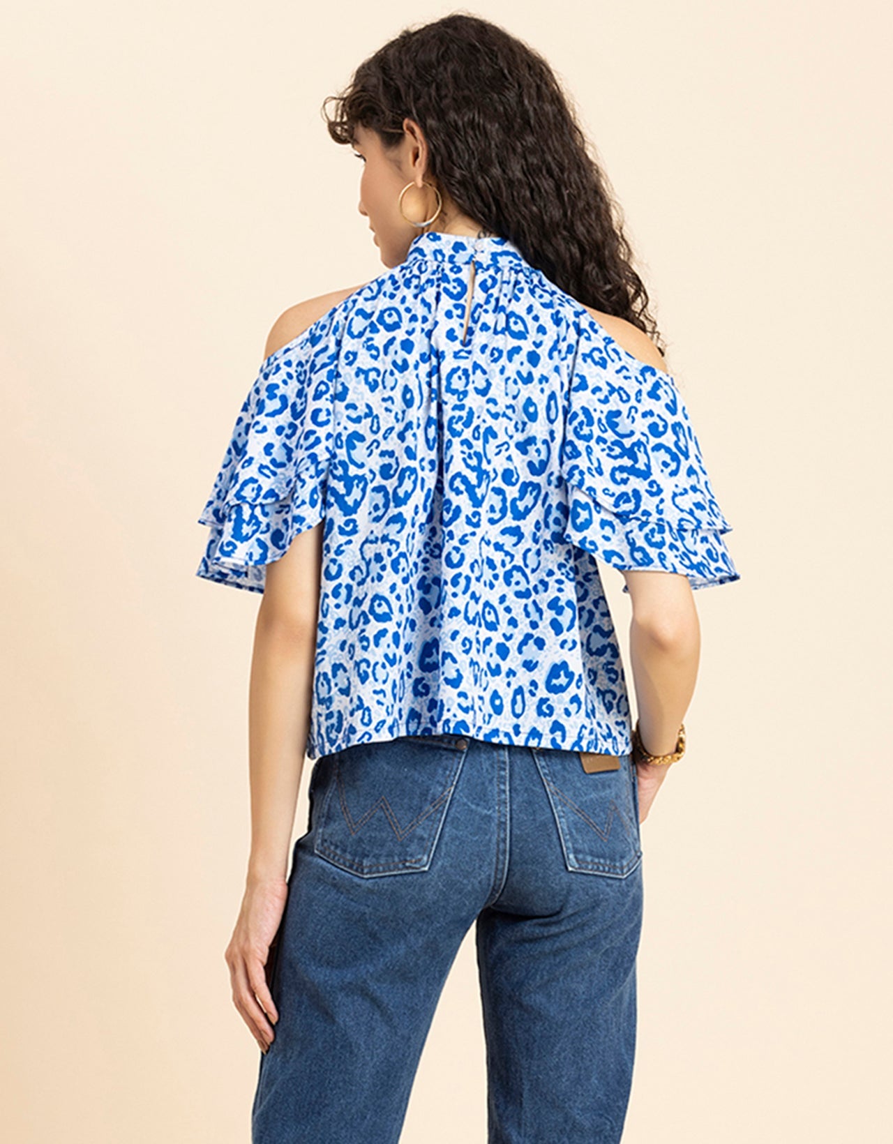 Cold Shoulder Ruffled Top