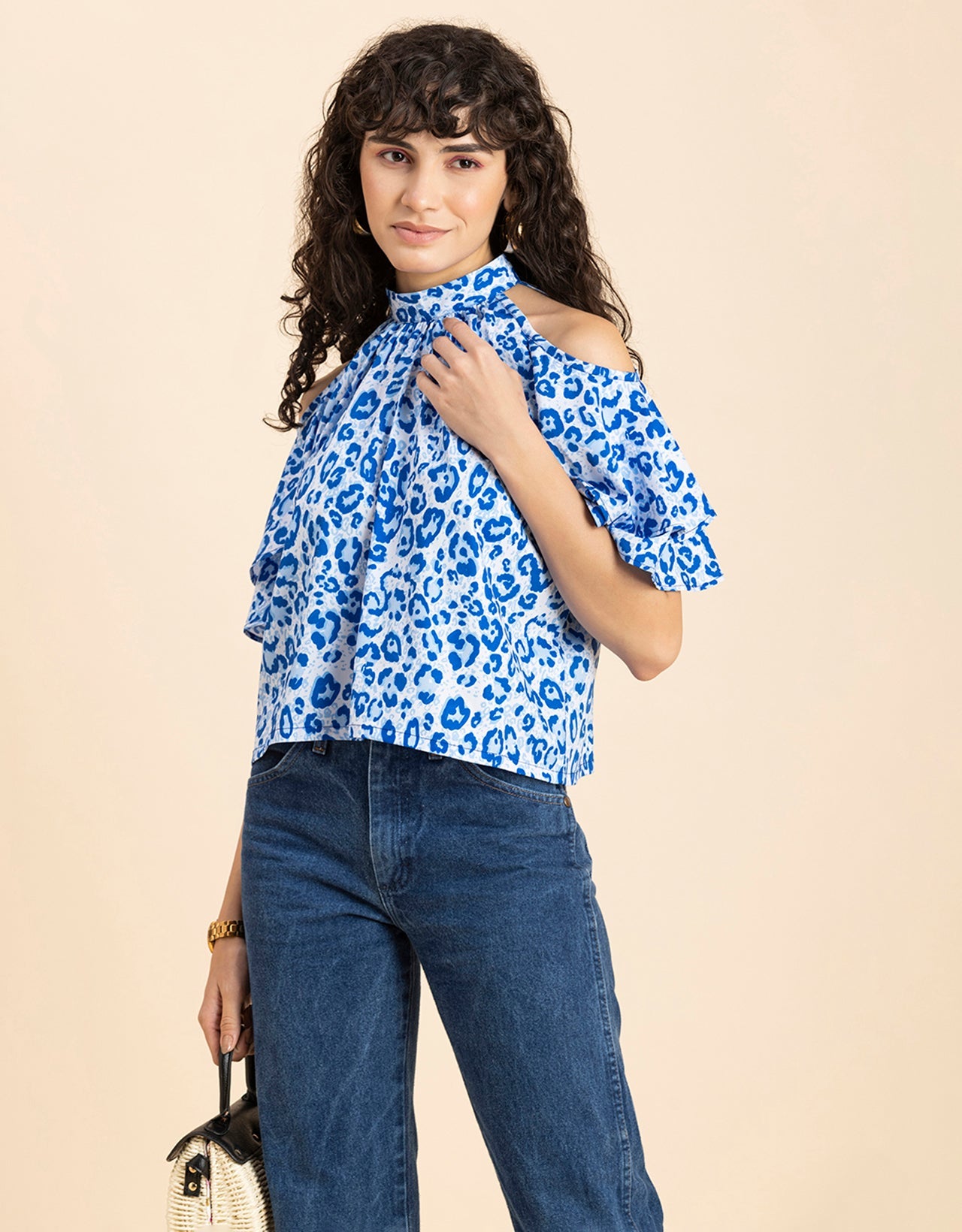 Cold Shoulder Ruffled Top
