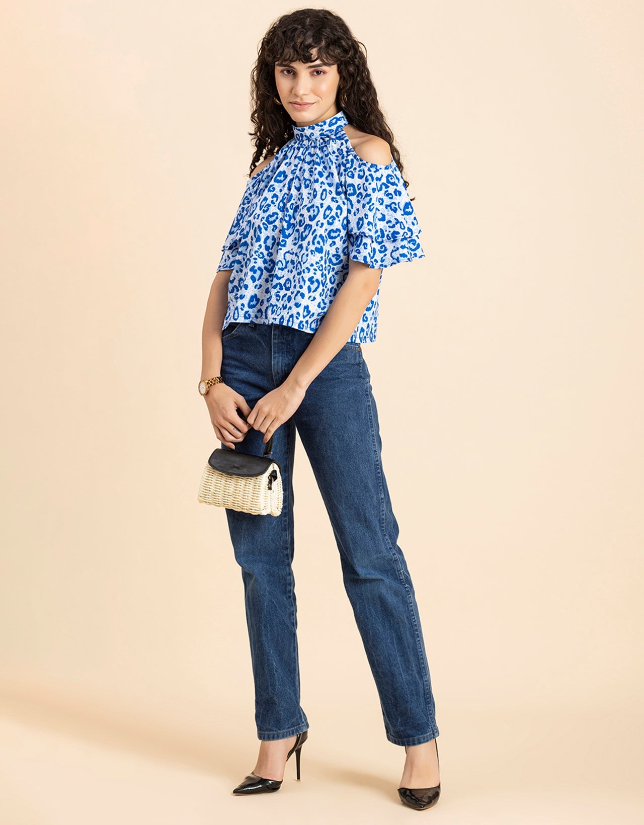 Cold Shoulder Ruffled Top