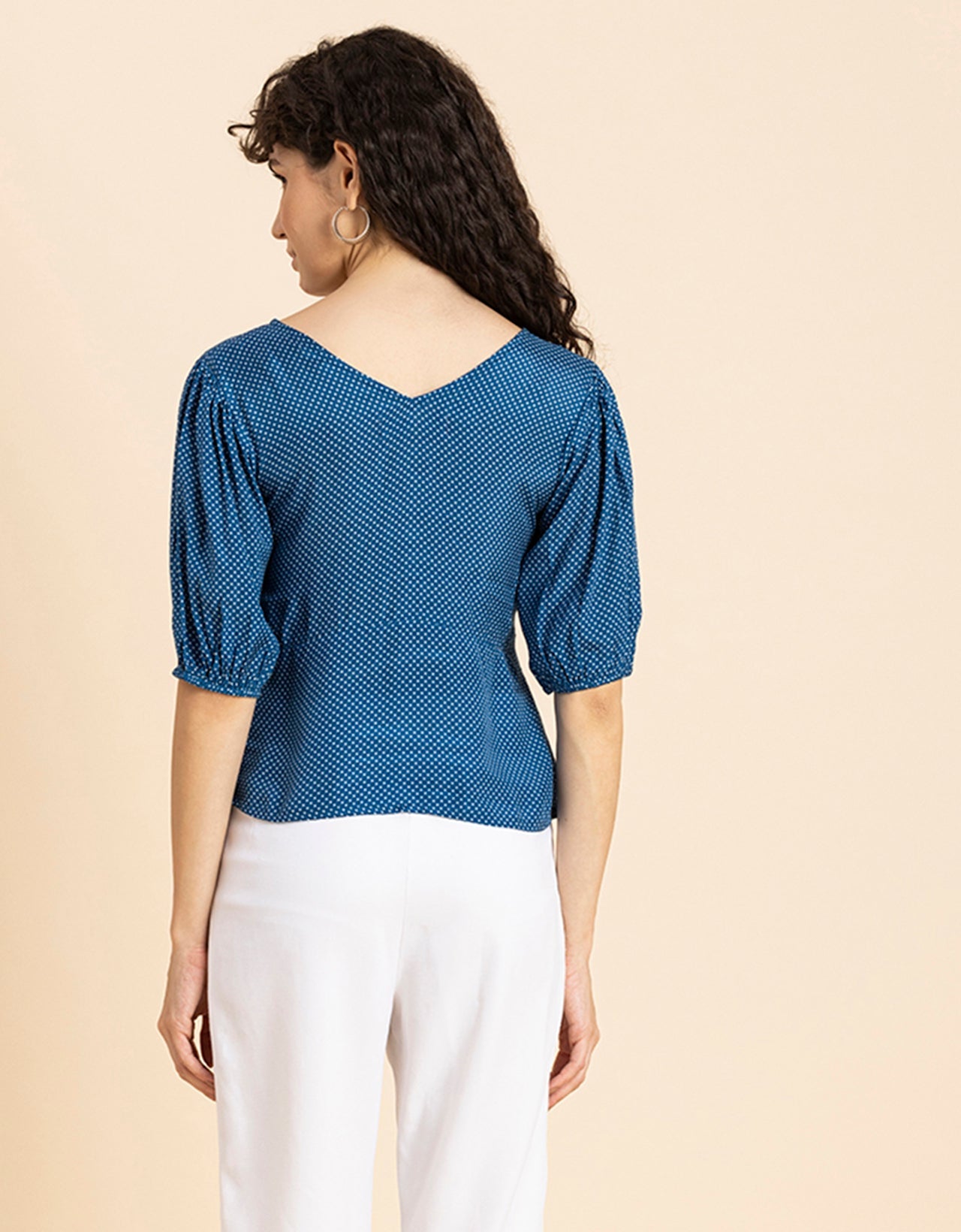 V-Neck Puff Sleeves Top