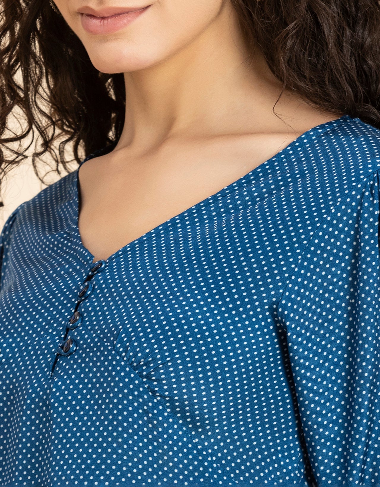 V-Neck Puff Sleeves Top