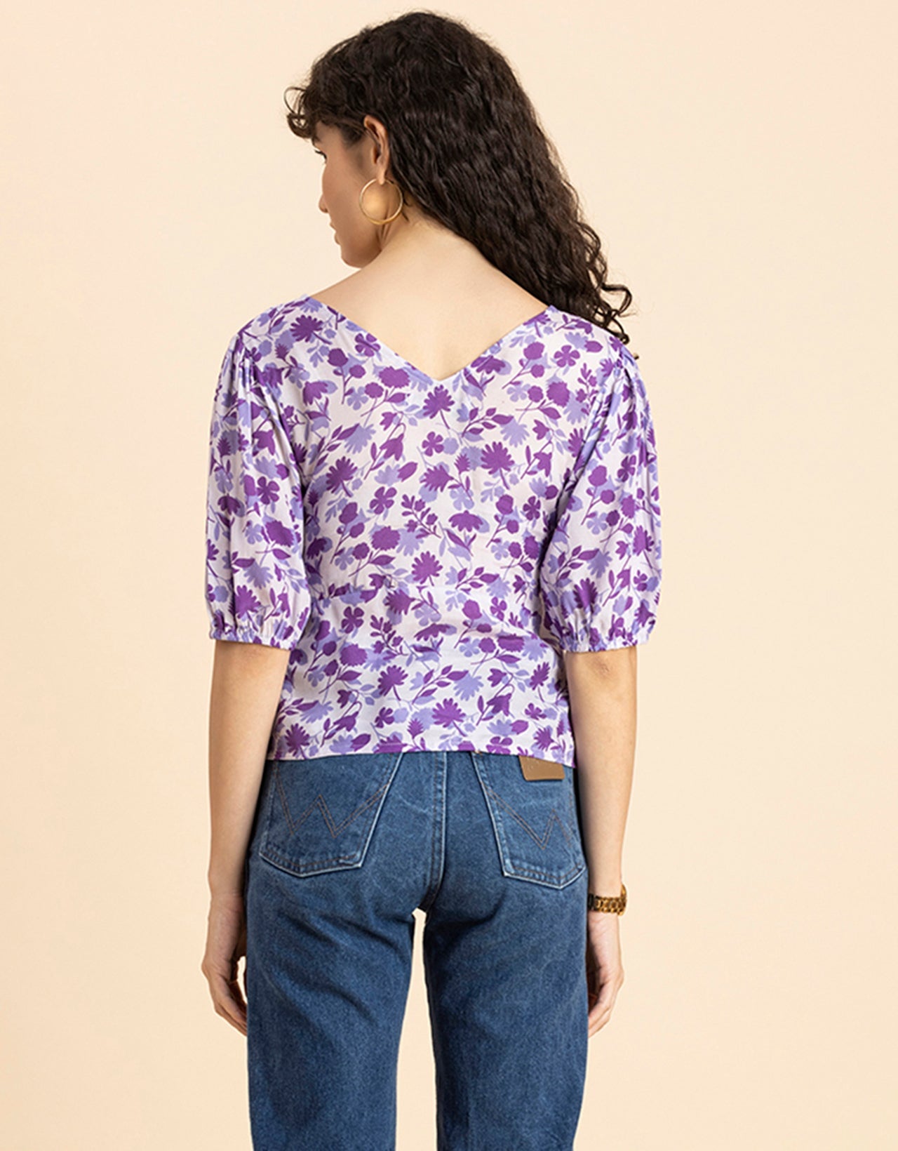V-Neck Puff Sleeves Top