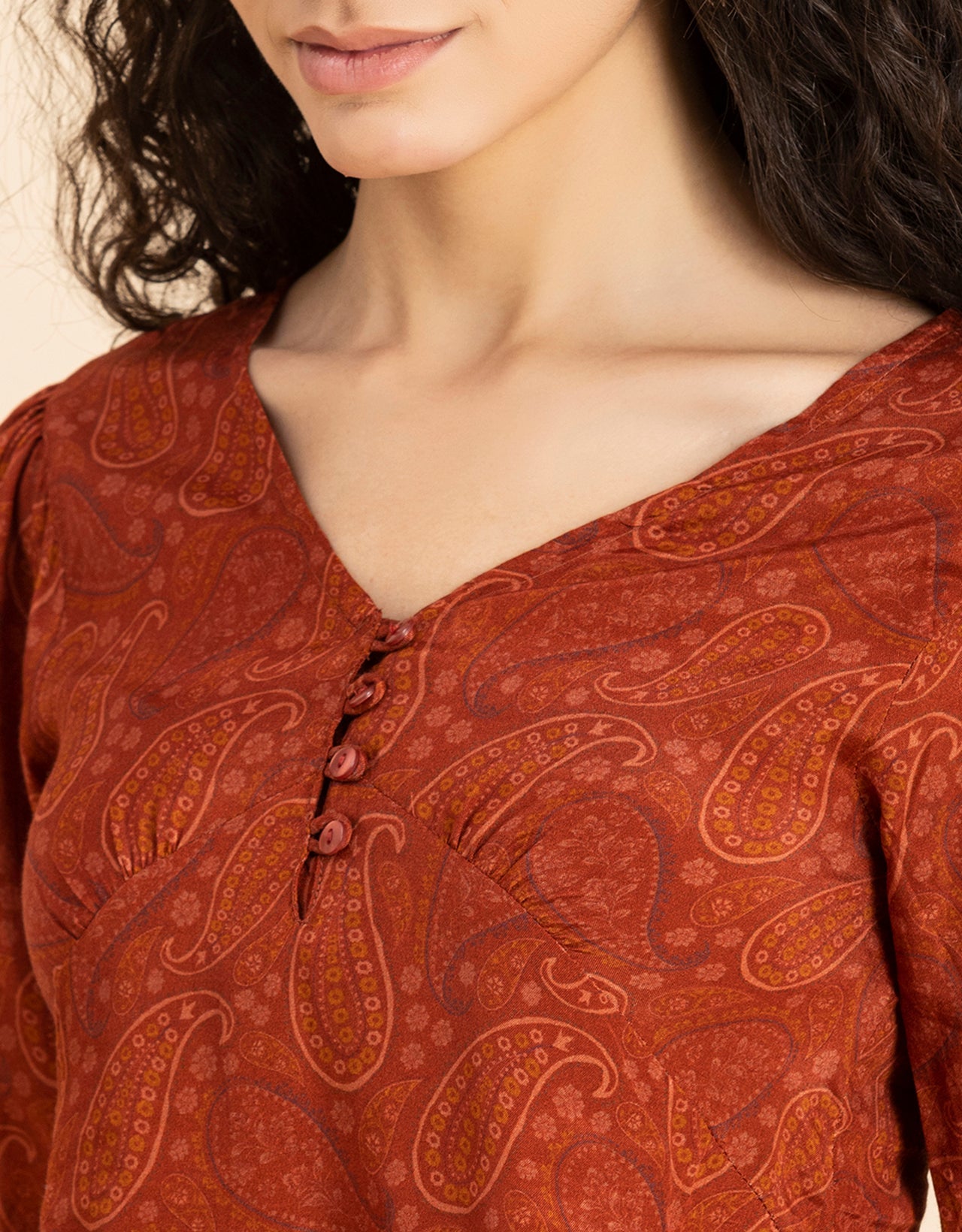 V-Neck Puff Sleeves Top