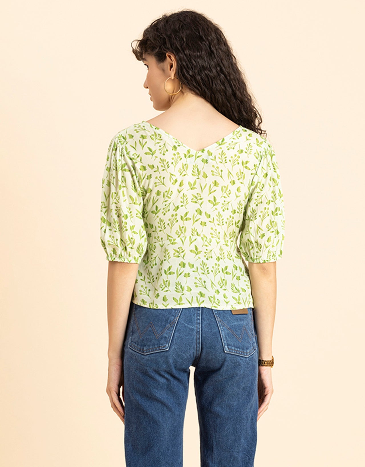 V-Neck Puff Sleeves Top