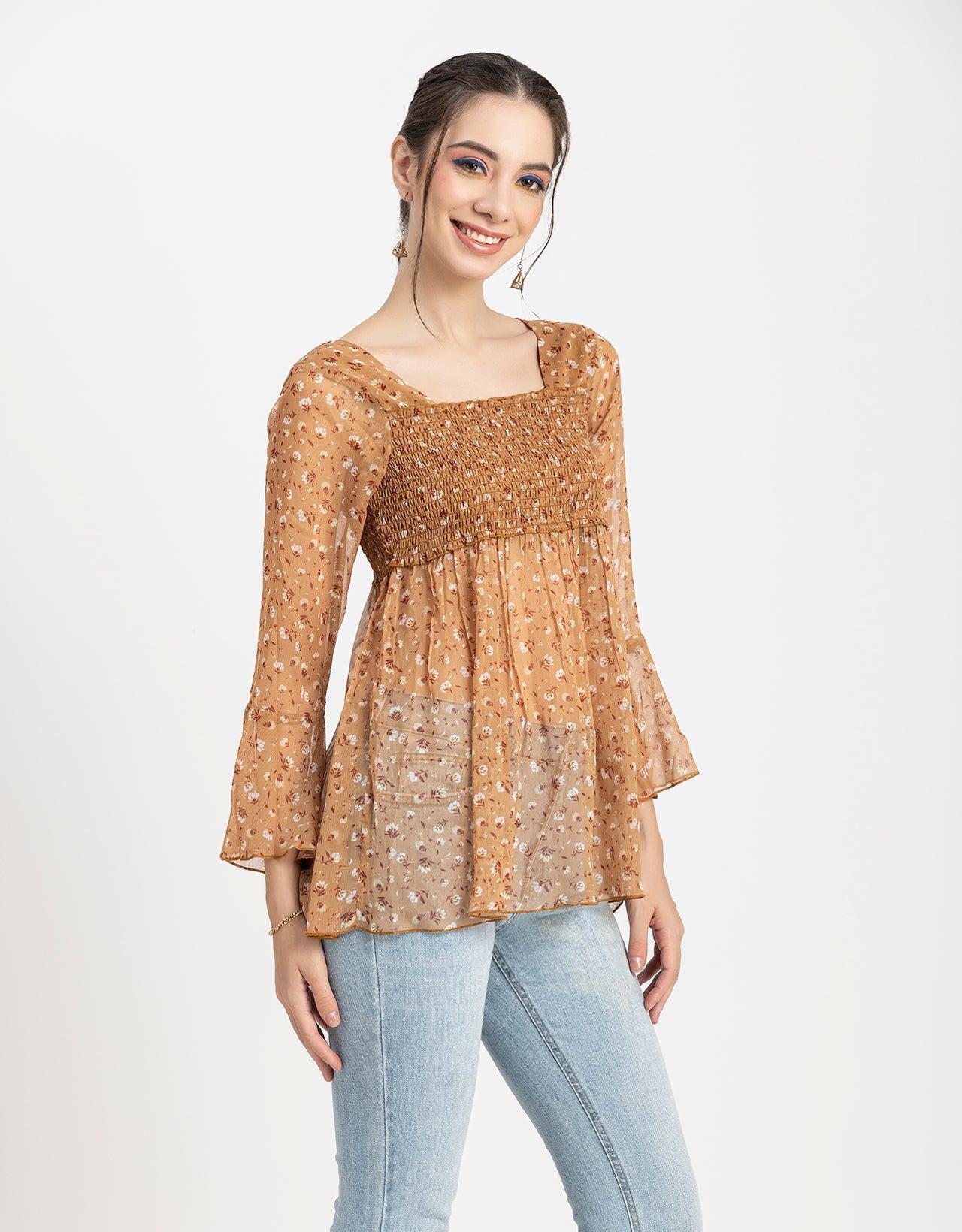 Smocked Bell Sleeves Top