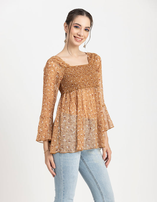 Smocked Bell Sleeves Top