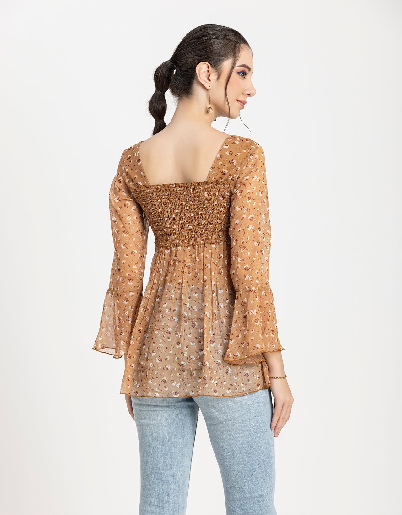 Smocked Bell Sleeves Top