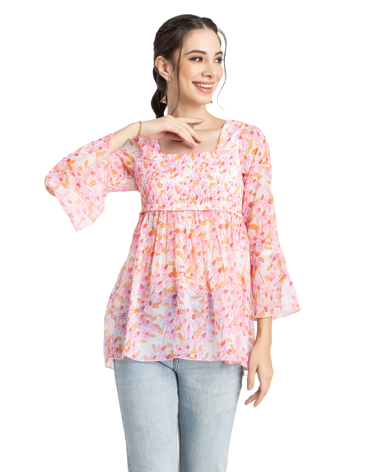 Smocked Bell Sleeves Top