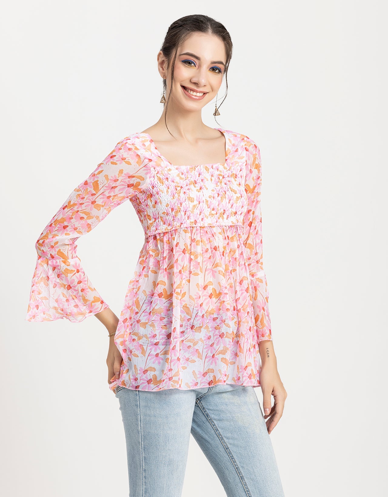 Smocked Bell Sleeves Top