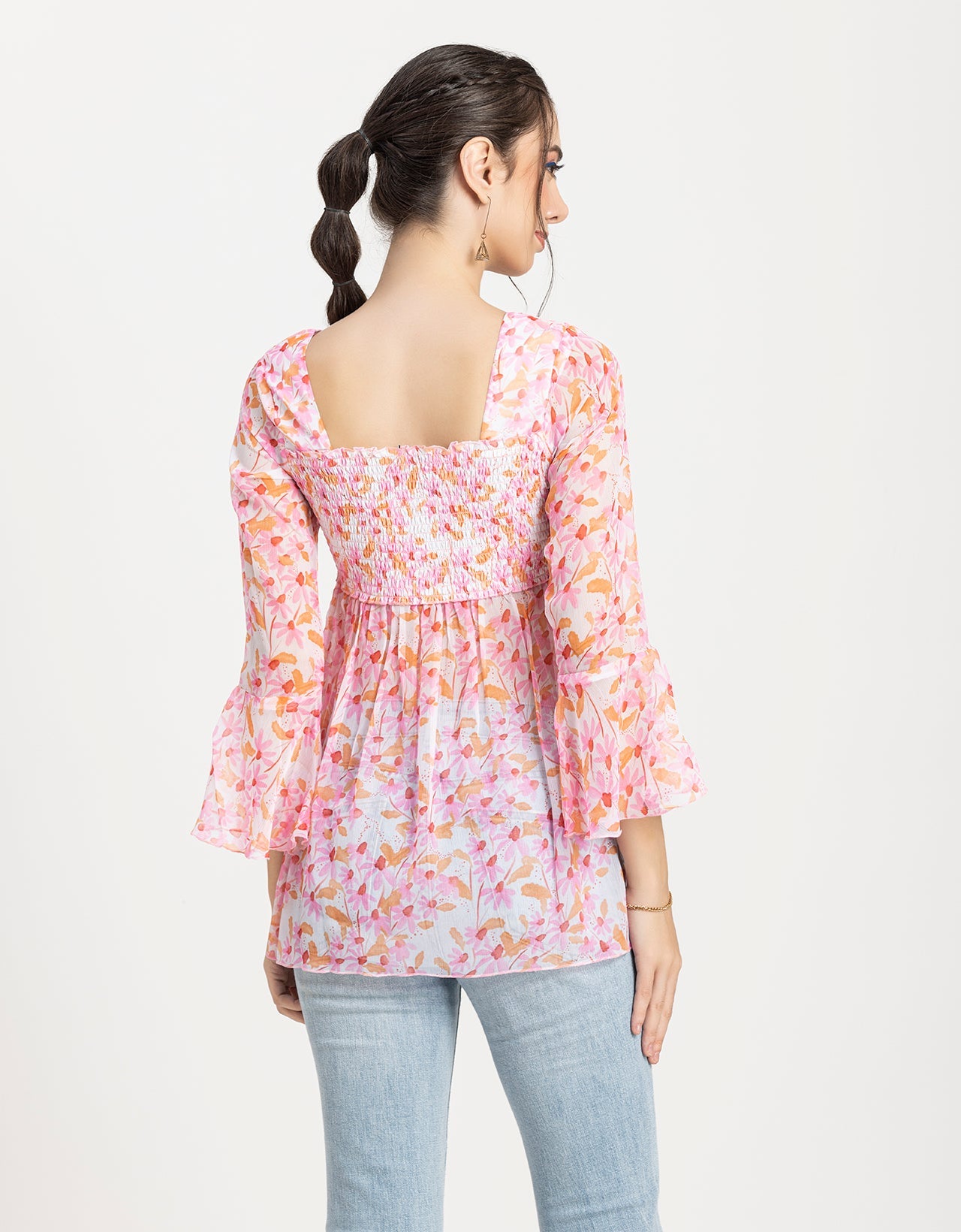 Smocked Bell Sleeves Top