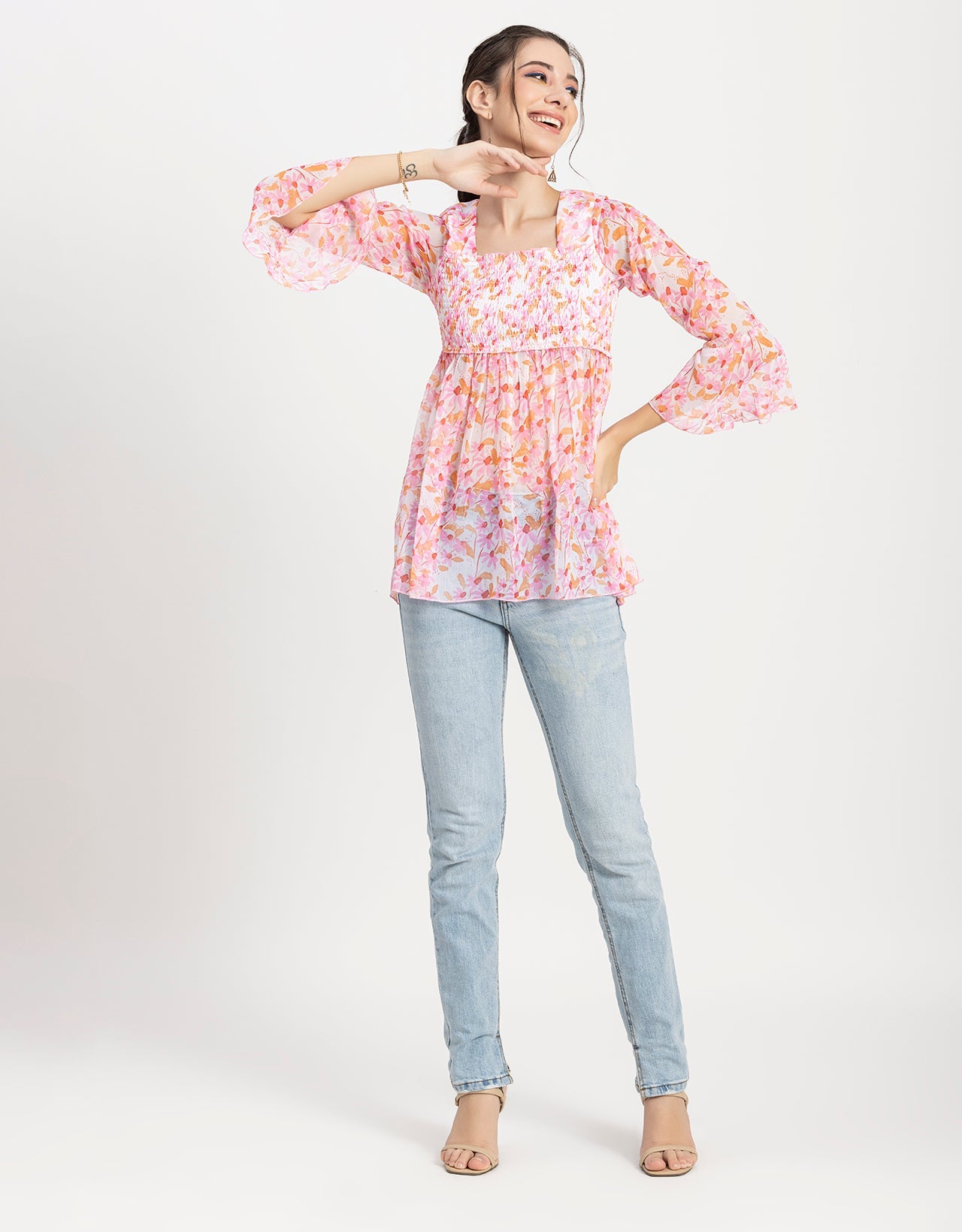 Smocked Bell Sleeves Top