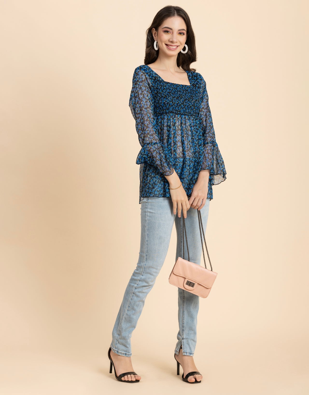 Smocked Bell Sleeves Top