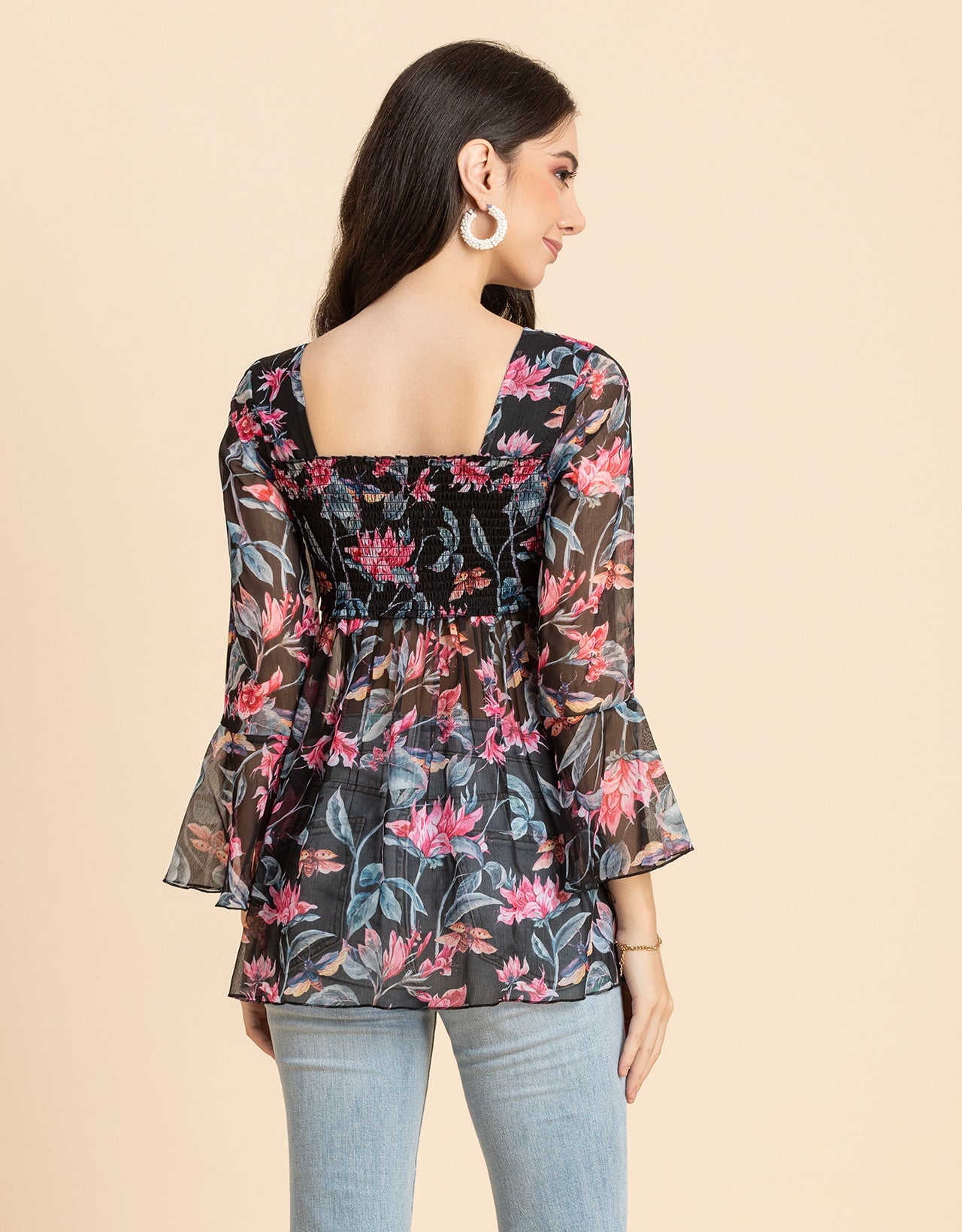 Smocked Bell Sleeves Top