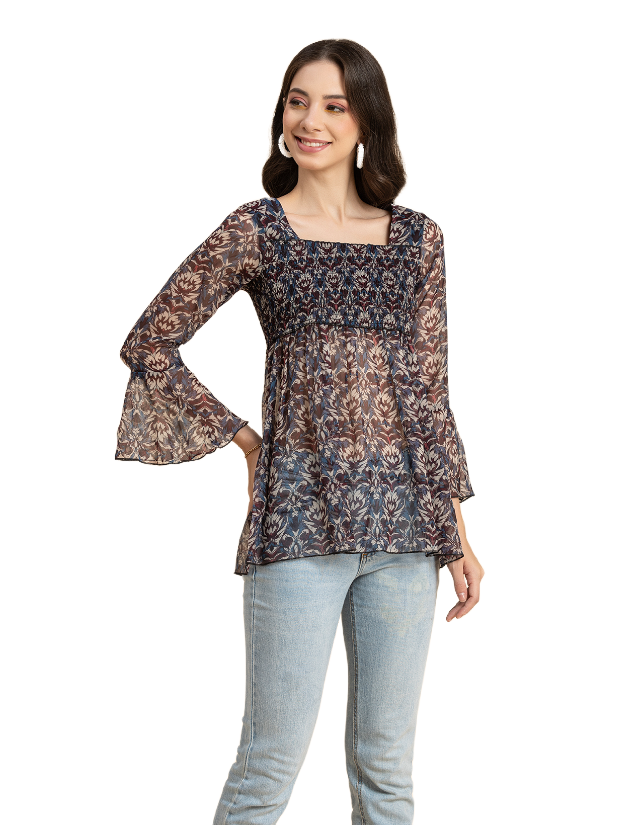 Smocked Bell Sleeves Top