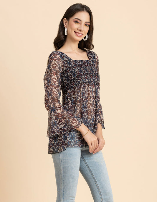 Smocked Bell Sleeves Top