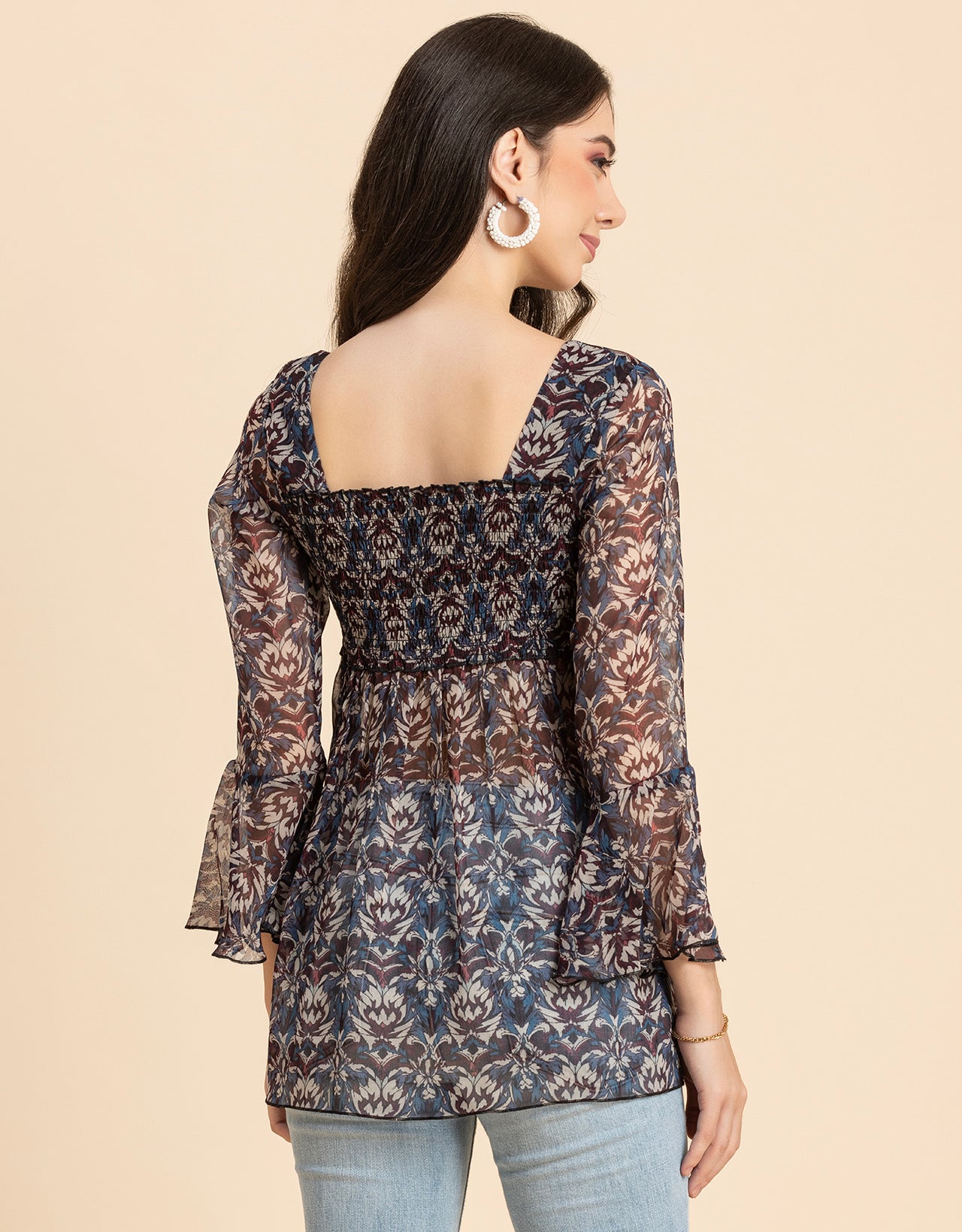 Smocked Bell Sleeves Top