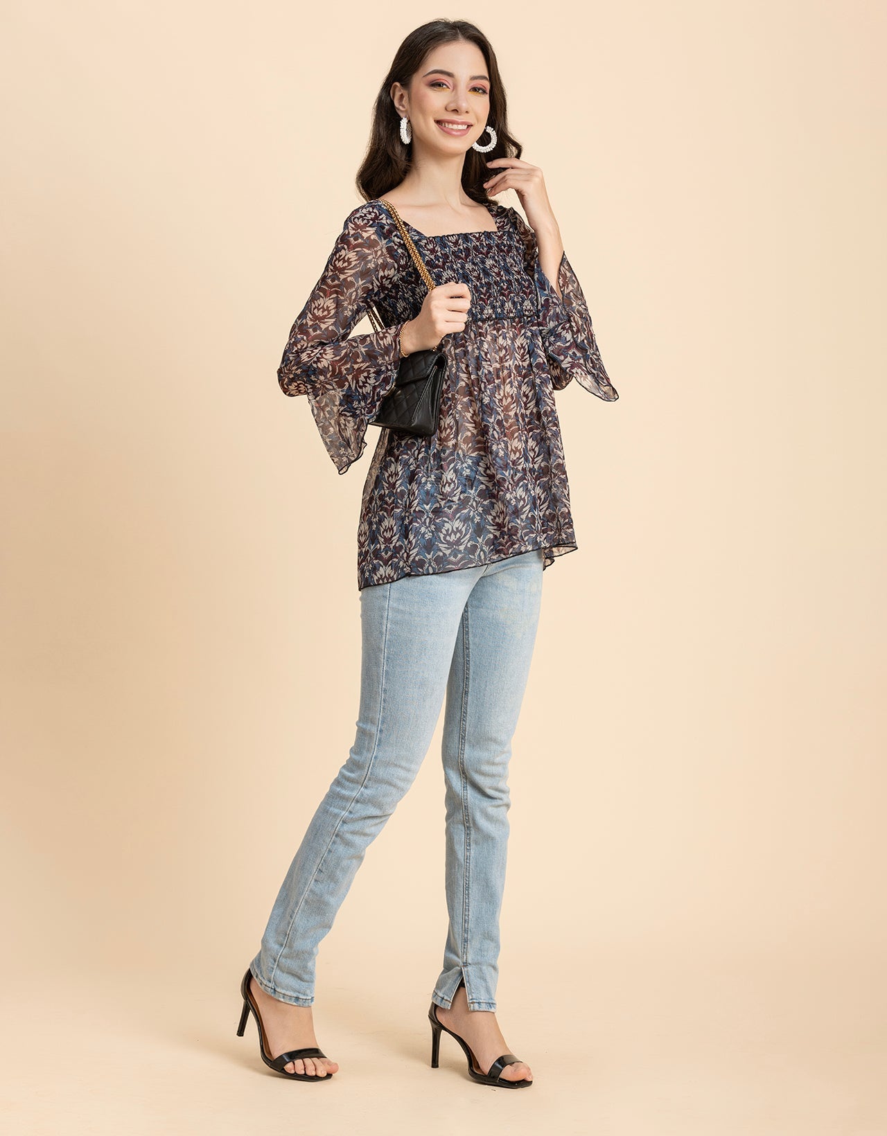 Smocked Bell Sleeves Top