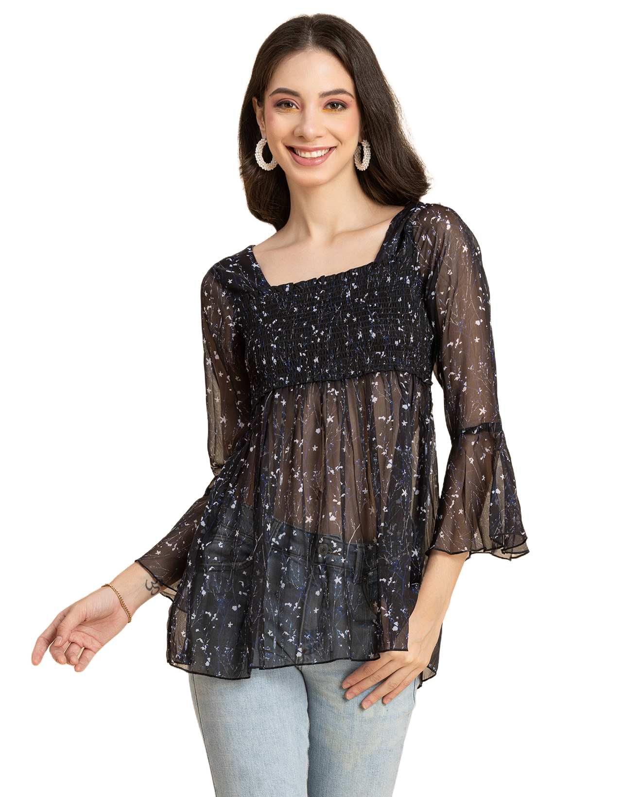 Smocked Bell Sleeves Top