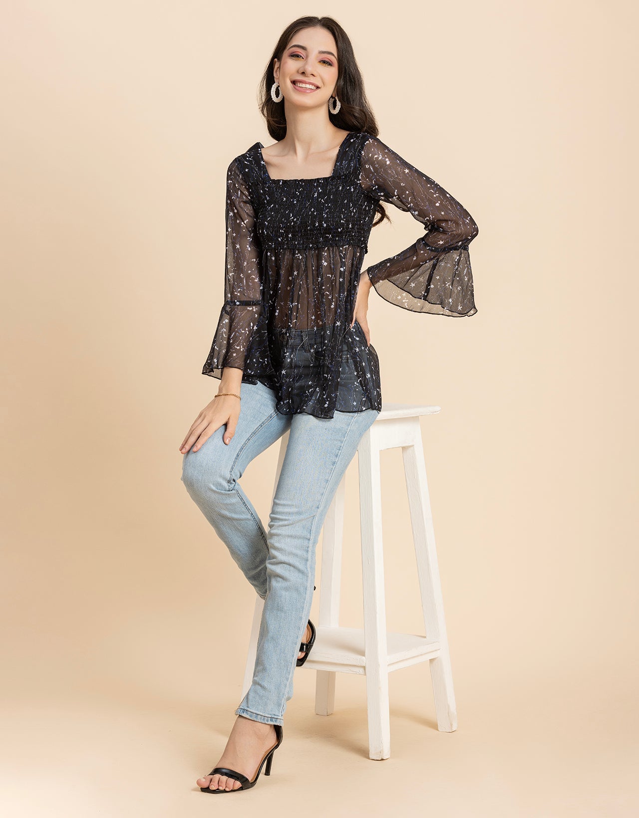 Smocked Bell Sleeves Top
