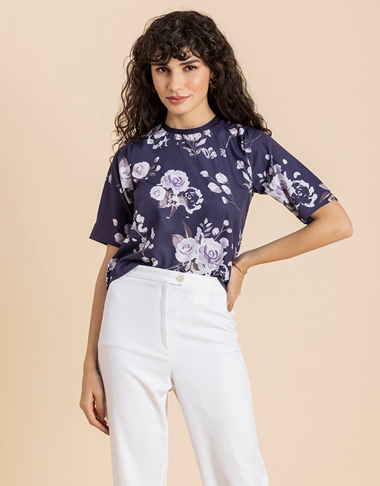 Loose-Fit Elbow Sleeves Top